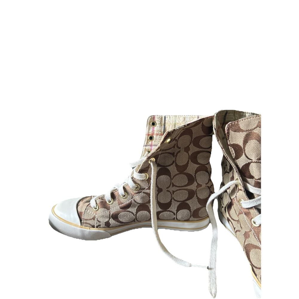 Coach Women’s Size 7B Bonney high Top Converse Style Sneakers - Picture 5 of 13